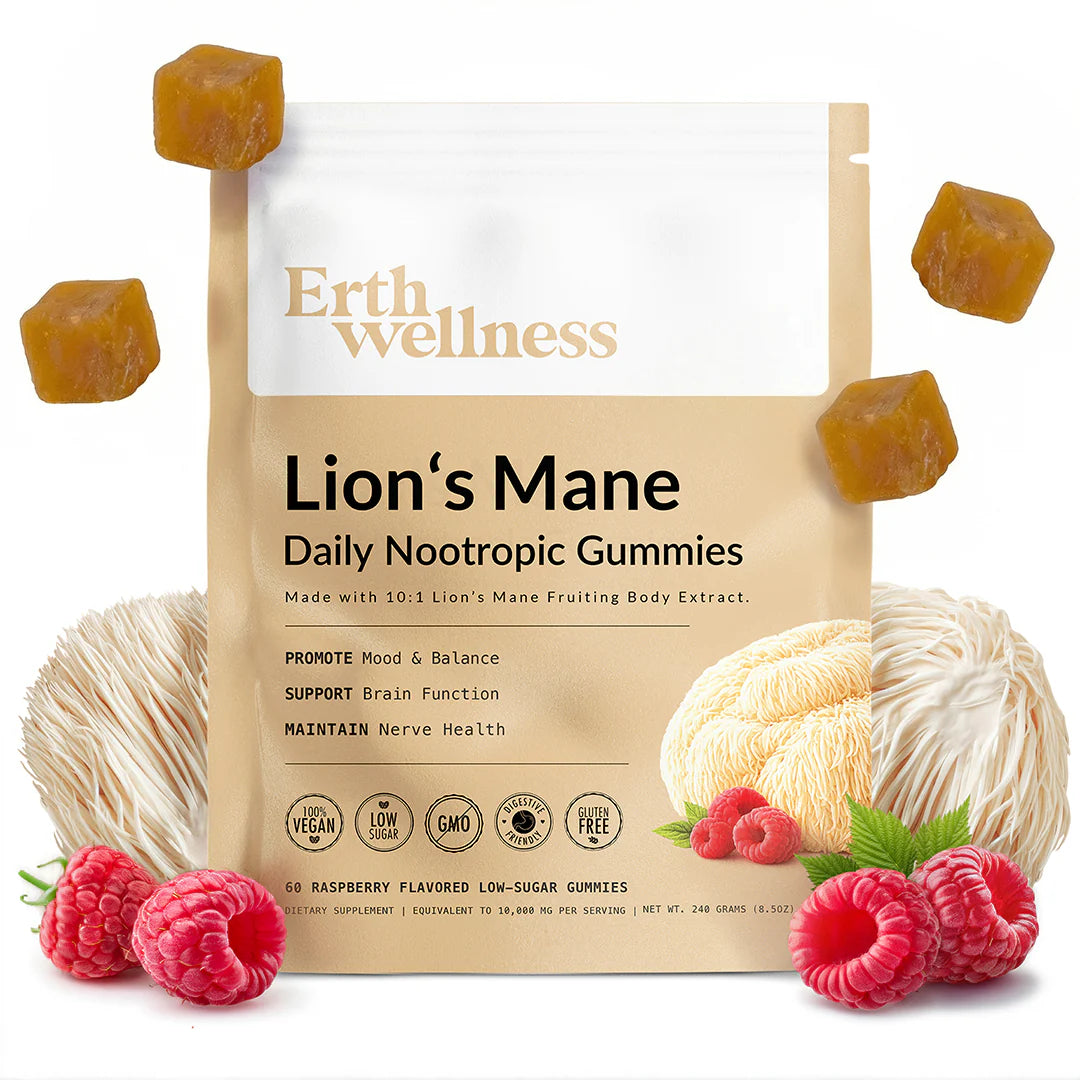 Erth Wellness: Lion’s Mane Nootropic Gummies 10:1 Fruiting Body Extract