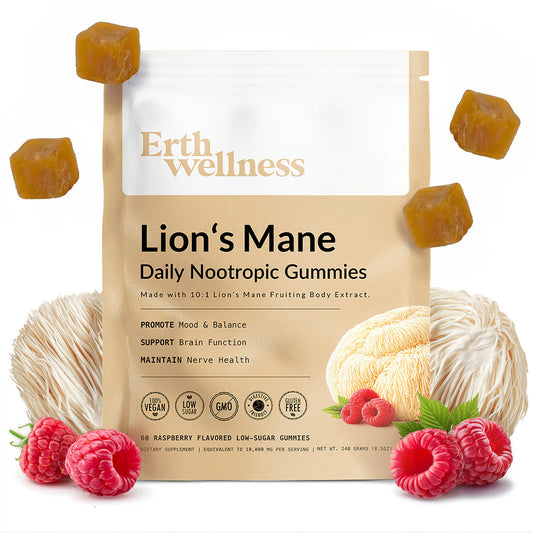 Erth Wellness: Lion’s Mane Nootropic Gummies 10:1 Fruiting Body Extract