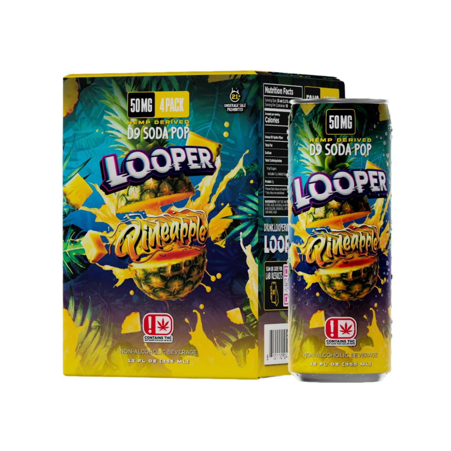 Looper 50mg D9 Soda Pop Pineapple 4pk