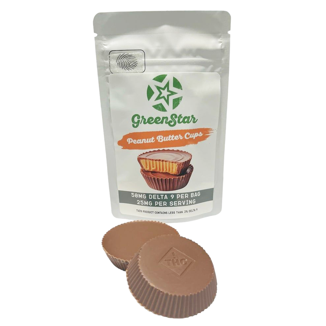Green Star 25mg Delta 9 Peanut Butter Cups 2 pk
